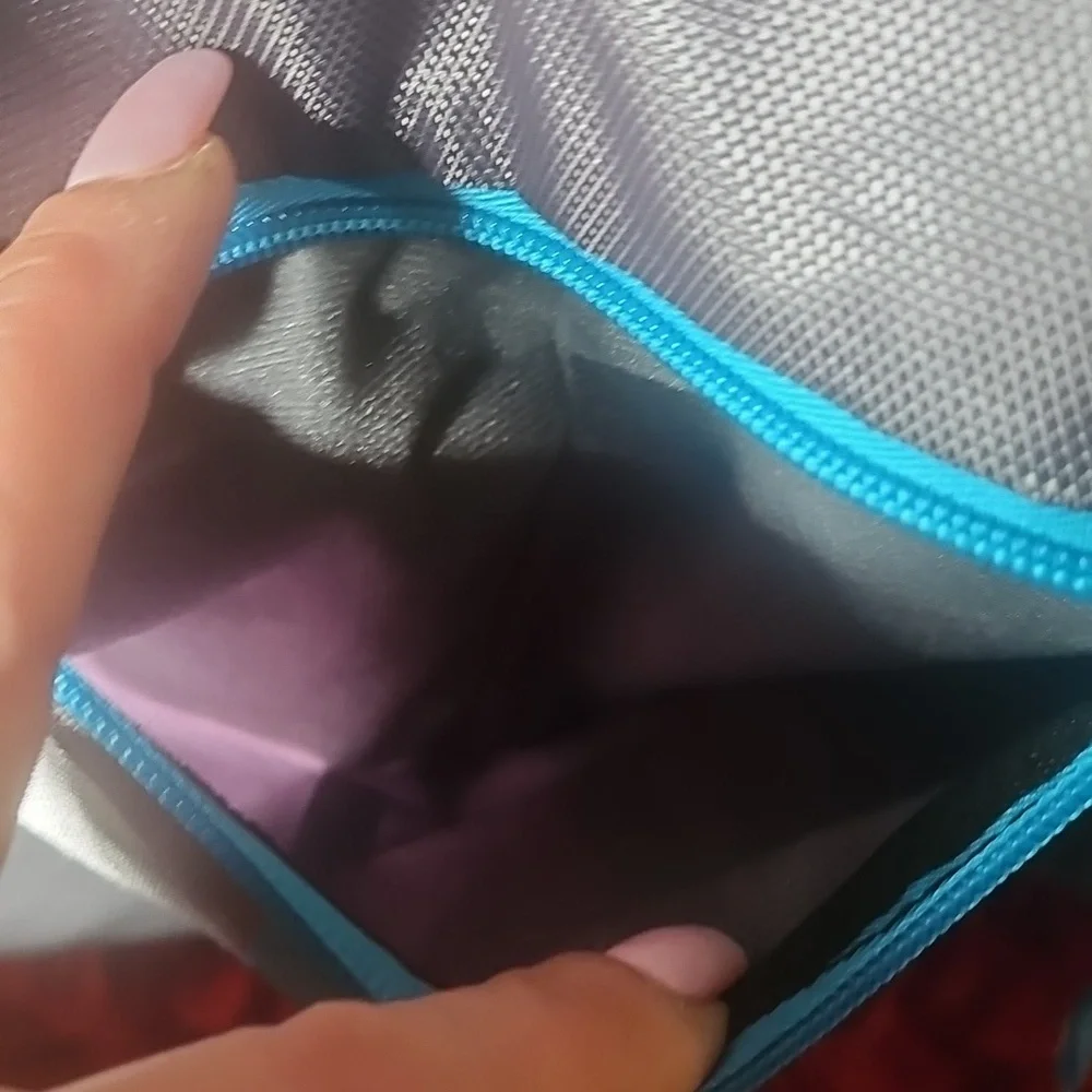 adidas Metallic Gray String Bag with Blue and Purple Accents